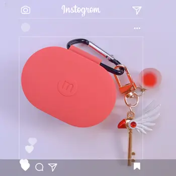 

Sakura Earphone Case With Hook For Xiaomi Redmi AirDots 2019 New Case Cover Wireless Bluetooth Earphone Cases Soft TPU Shell