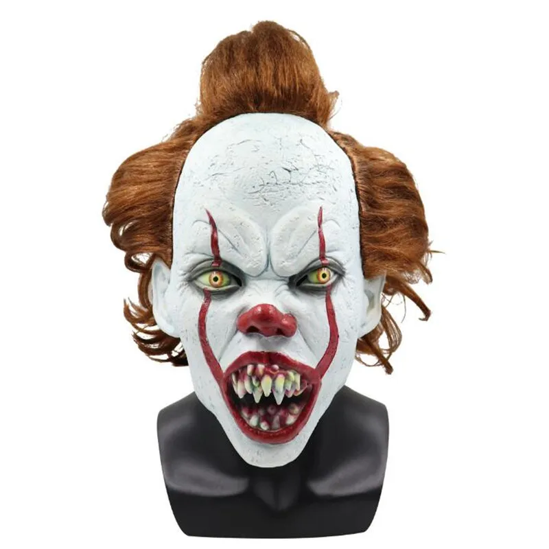 Without LED Стивен Кинг это маска Pennywise ужас клоун Джокер маска глаза блестит клоун латексная маска Хэллоуин косплей костюм реквизит - Цвет: Without LED