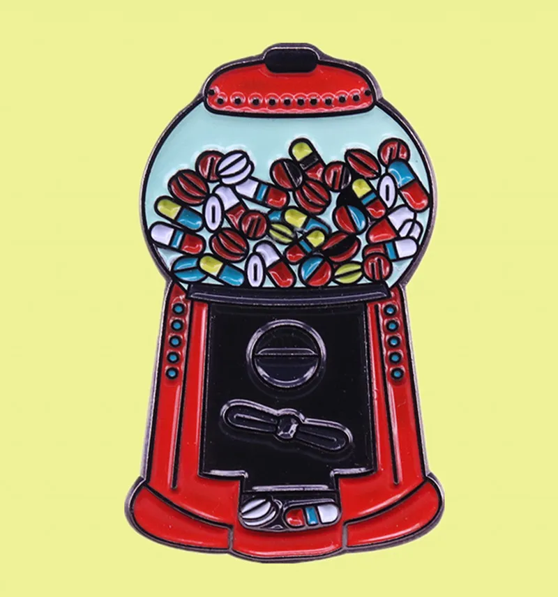 Retro Bubble Gum Candy Dispenser gumball Machine Colorful enamel Pin Candy HEARTS Christmas Holiday Brooch Valentine's Day badge - AliExpress Jewelry ...