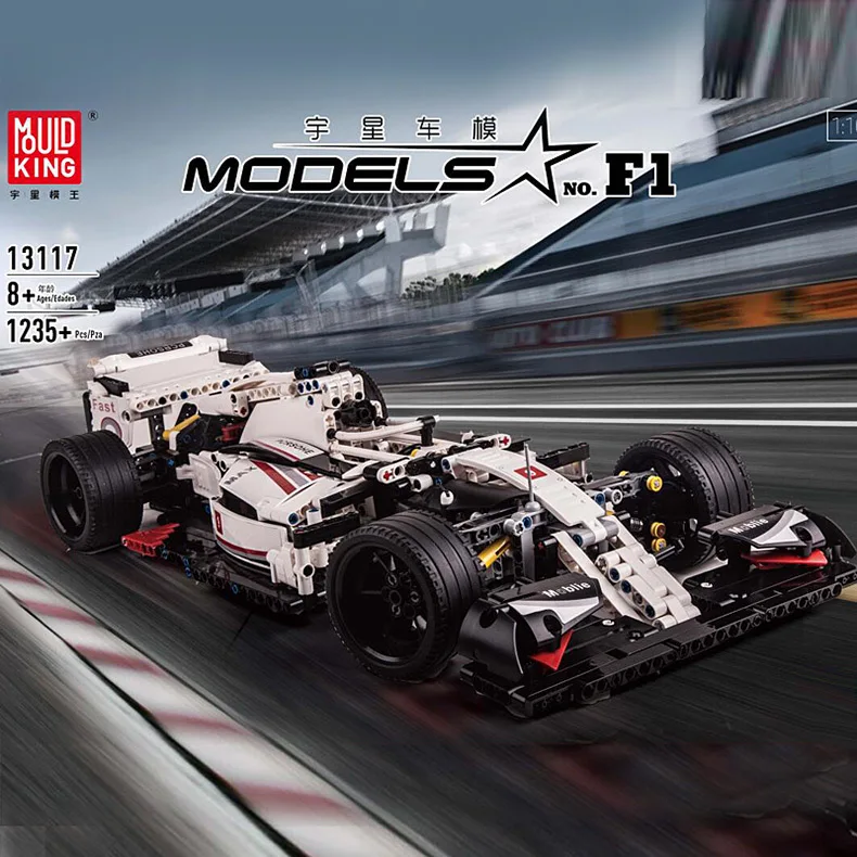 DHL Mold King 13117 1235 шт. City F1 Racing RC Car Technic электрические строительные блоки для
