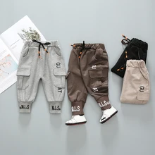 Коллекция года, 3 цвета, весенние повседневные штаны для мальчиков, штаны с буквенным принтом для малышей длинные штаны для маленьких мальчиков спортивные штаны, брюки для мальчиков