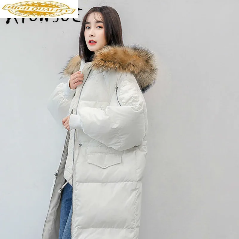 

Winter Coat Women 2019 New 90% White Goose Down Jacket Women Warm Parka Raccoon Fur Collar Puffer Jacket Women YS6102000 YY1621