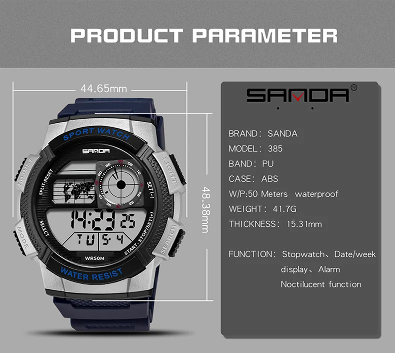 SANDA Топ бренд класса люкс мужские s цифровой светодиодный часы спортивные мужские наружные электронные часы кварцевые часы водонепроницаемые наручные часы reloj homb