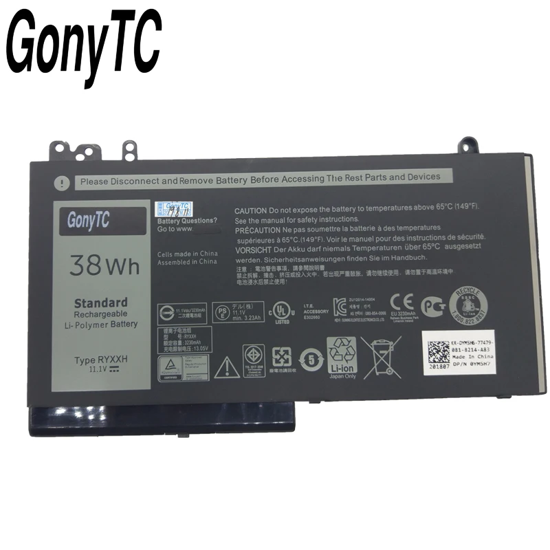 GONYTC RYXXH ноутбук Батарея для Dell Latitude 12 5000 11 3150 3160 3550 E5250 E5450 E5550 серии 09P4D2 9P4D2 11,1 V 38WH