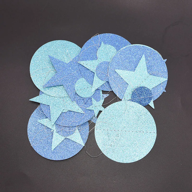 4m Mirror Paper Star Round Gold Garland Flash Banner Happy Birthday Wedding Party Favor Baby Shower Curtain Decoration Supplies - Цвет: G04