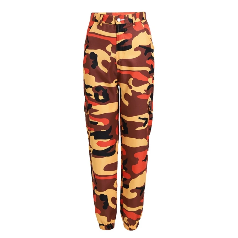 0137O Женские камуфляжные брюки с высокой талией, модные Pantalon, женские брюки, спортивные штаны, уличная одежда, камуфляжные штаны - Цвет: 0137O