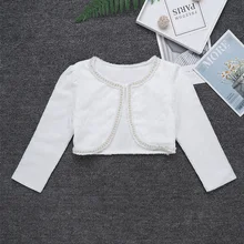 ChicTry/бальные балетные топы для девочек; короткая куртка; Одежда для танцев; белое кружевное болеро с длинными рукавами, украшенное бусинами, на одной пуговице; Болеро кардиган