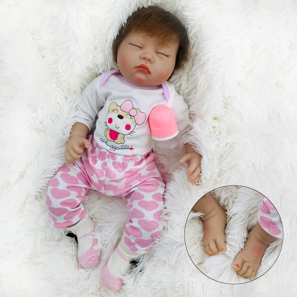 Lucydoll 21inch Silicone Reborn Baby Doll Sleeping Girls Baby Alive Soft Toys For Bouquets Doll Bebe Reborn Toys