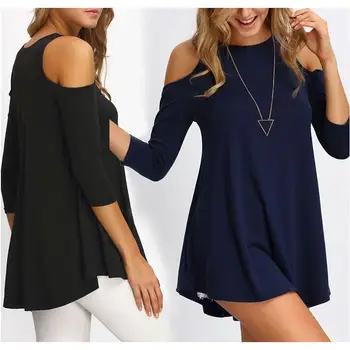 

Women's Strapless Printing Dyeing Tinct Solid Color Sexy Slim Slender Willowy 3/4 Sleeve Round Neck Casual Party Jumper