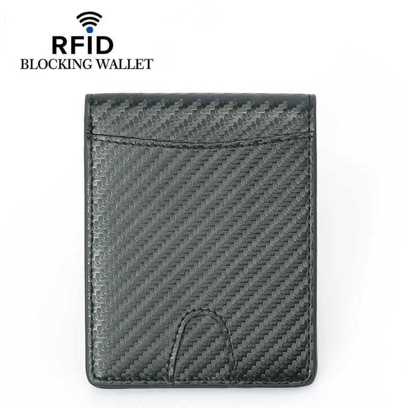 RFID мужской кошелек, многофункциональный, противоугонная щетка, тонкий кошелек для монет, двойной кошелек, много слотов, ID держатель для карт, мужские кошельки - Цвет: Черный