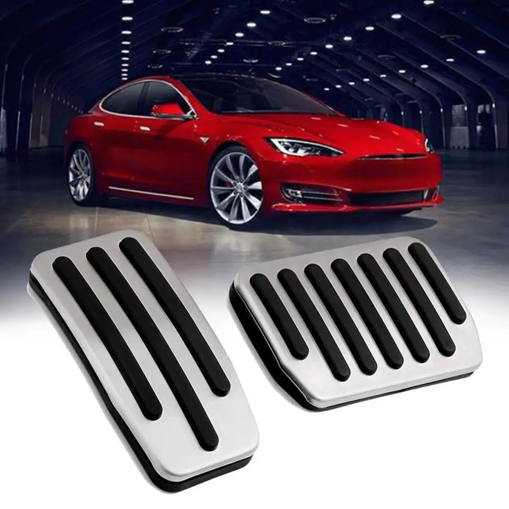 Anti-Slip Gas Brake Pedal Gas+Brake Pedals Auto Aluminium Accelerator Brake Pedal Cover for Tesla Model 3