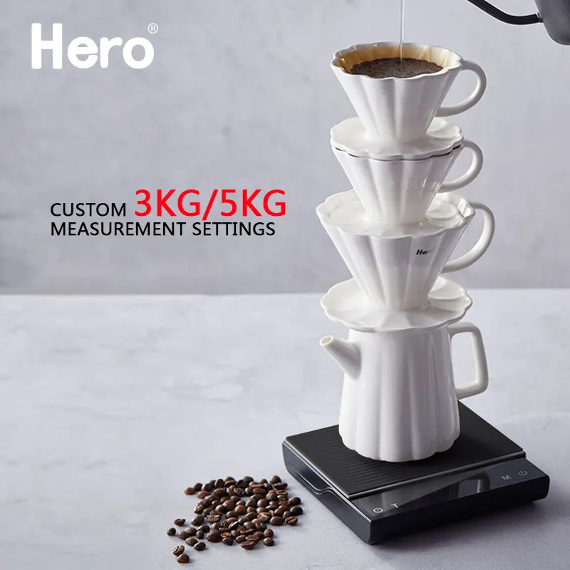 Hero Coffee Electronic Scales Pour Coffee Electronic Drip Coffees Scale With Timer 2kg/0.1g  LED Smart Kitchen Scale