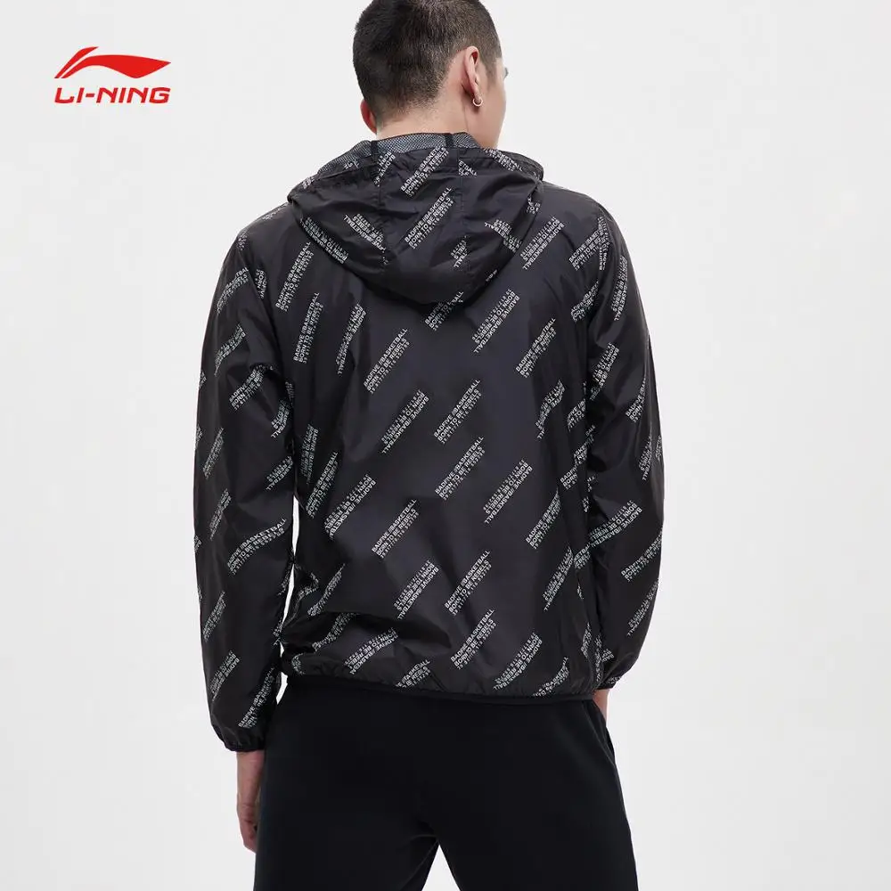 Li-Ning Мужская баскетбольная серия пальто ветровка 3D фитинг полиэстеровый обычный подкладочный спортивный Тренч AFDP015 CJFM19