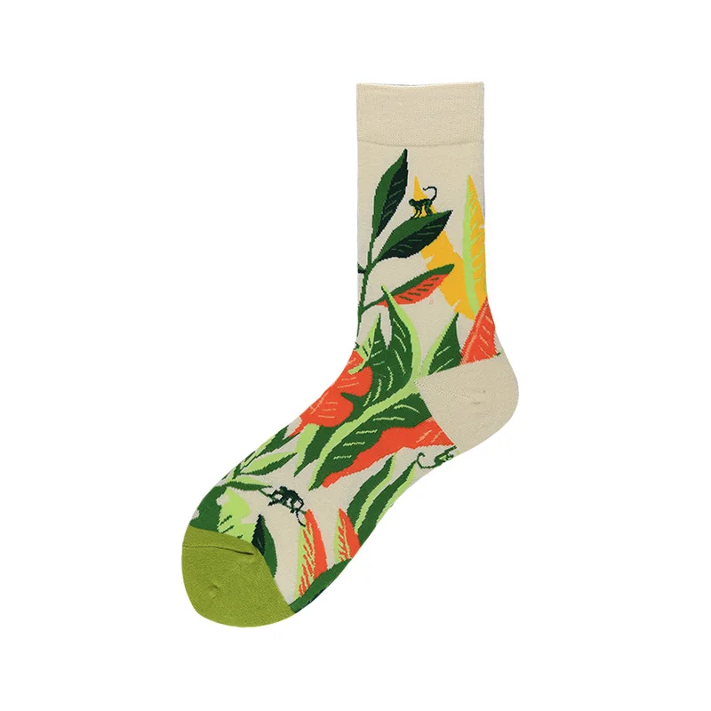 Женские носки, забавные, милые, модные, счастливые, цветные, Botany, листья лотоса, Цветочная бабочка, Mantis, хлопковые женские носки в стиле Харадзюку, хип-хоп