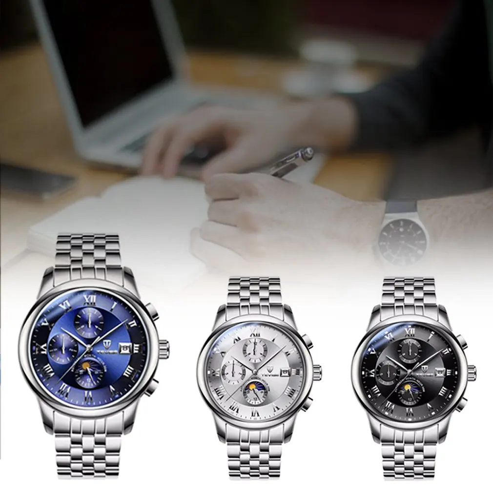 Tevise Men'S Mechanical Watch Automatic Waterproof Calendar Casual Men'S Watch Spiral Crown Watch