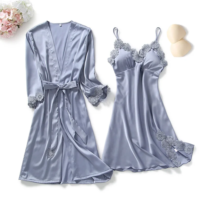 Women Nightgown Women Bathrobe Sleepwear Sets 2 Pieces