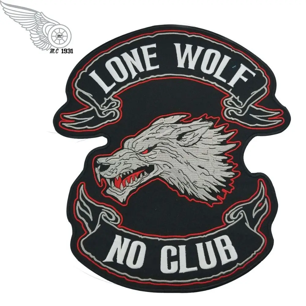 Lone Wolf No Club Back Biker MC Patches Motorcycle Club Jacket Patch