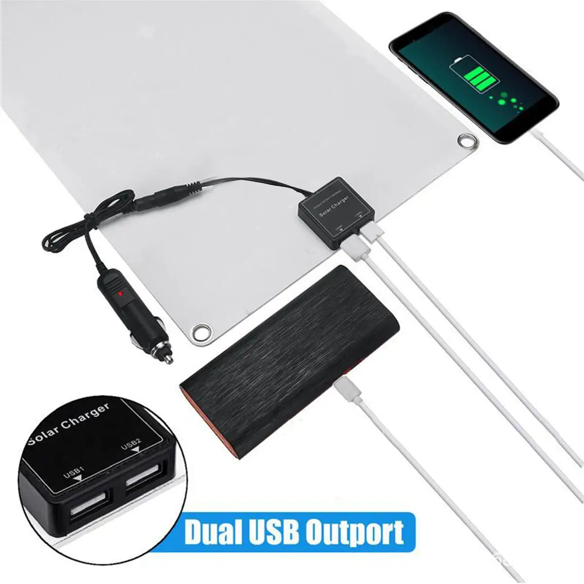 Новинка 100 Вт/300 Вт панель солнечных батарей с двойным USB внешним аккумулятором