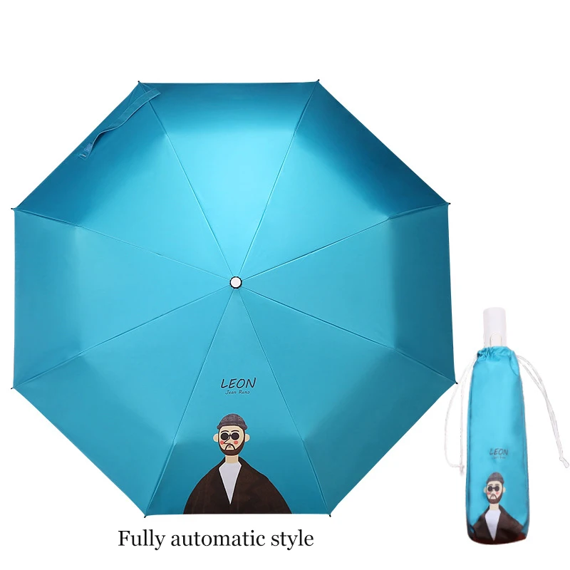 Automatic Sun Umbrella Three Folding Black Coating Portable Anti UV Cartoon Women Umbrellas Men Windproof Girl Parasols Gifts