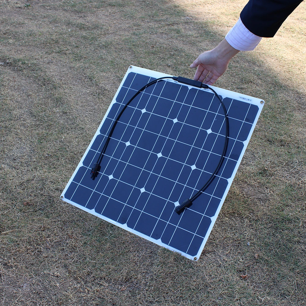 50w 12v 100w Schwarz Fiberglas Semi Flexible Monokristalline Solar Panel Fur 12v Batterie Laden Auf Boote Wohnwagen Wohnmobile Semi Flexible Solar Panel Flexible Solar Panel 40wsolar Cell Aliexpress