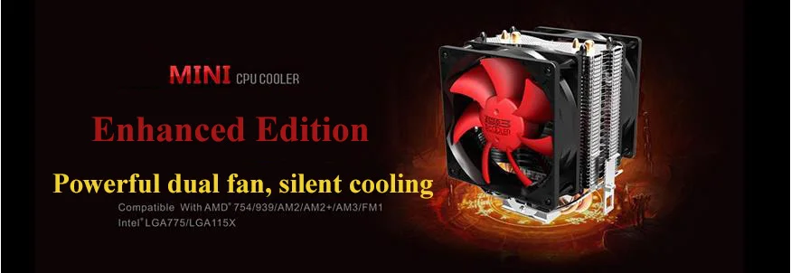 Pccooler cpu охлаждение с двойным 8 см вентилятором для AMD и Intel платформы высокой производительности