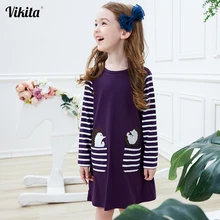 Полосатое платье для девочек VIKITA, платье в полоску, зима