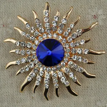 

Free Shipping High-grade Crystal Brooch Sun Flower Rhinestone Brooch Men's Suit Hundred Accessories 2019 New Jewelry Gift Coat