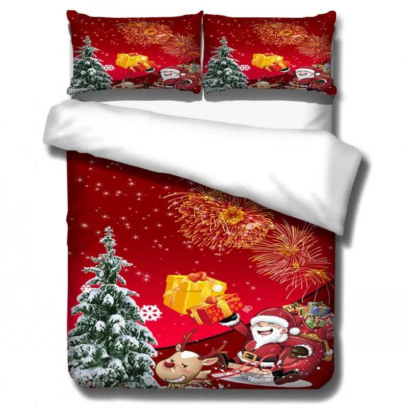 Cartoon Santa Claus Elk Bedding Sets Baby Kids Boys Girls Christmas Gift Duvet Covers Pillowcases Comforter Cover Bedclothes