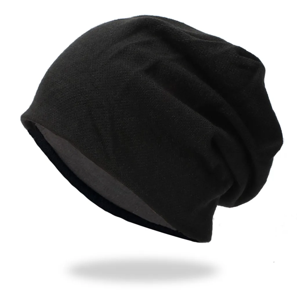 Шапка с капюшоном для мужчин и женщин, мешковатая теплая вязаная крючком зимняя вязаная Лыжная шапка с черепом, свободные хлопковые уличные утолщенные шапки czapka zimowa - Цвет: Black