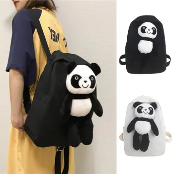 

High quality simple Fashion Women Panda Canvas Color Capacity Student Backpack Travel Couple Bag Dropshipping mochila feminina