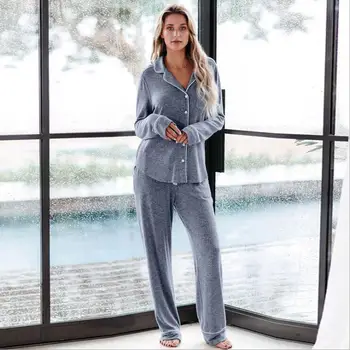 

2020 spring and autumn women's home clothes. Long sleeved pants and comfortable pajamas.