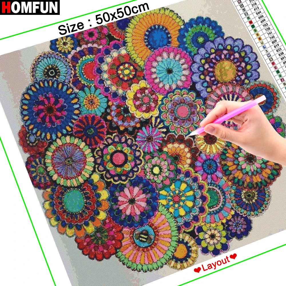 HOMFUN Color mandala Diamond Painting 5D Full Square/Round Drill Home Decor DIY Diamond Embroidery Cross Stitch A27129