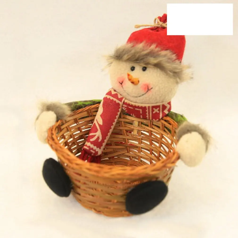 snowman Милая Рождественская корзина для хранения конфет из бамбука, Рождественская подарочная корзина, домашнее настольное украшение, корзина для хранения Санта-Клауса, подарочное украшение - Цвет: snowman