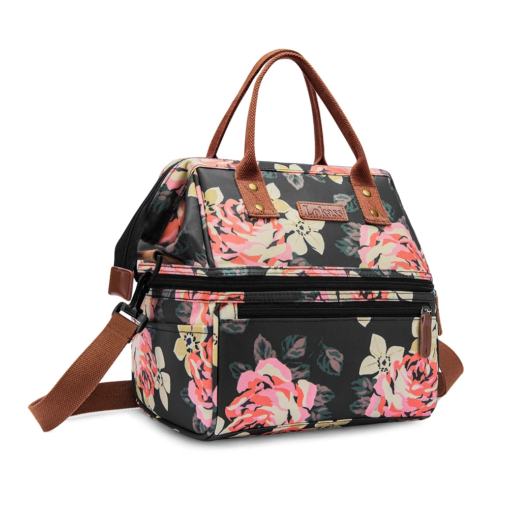 

Lunch Bag Insulation For Students With Zipper Double Layer Practical Detachable Large Capacity Printed Removable Strap Portable
