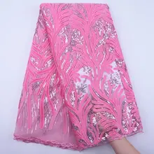 

Latest African Lace Fabric 2020 High Quality Velvet Lace French Net Laces With Sequins Embroidery Tulle Lace For Wedding S1841