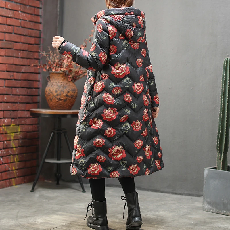 Autumn Winter Print White Duck Down Jacket 90%