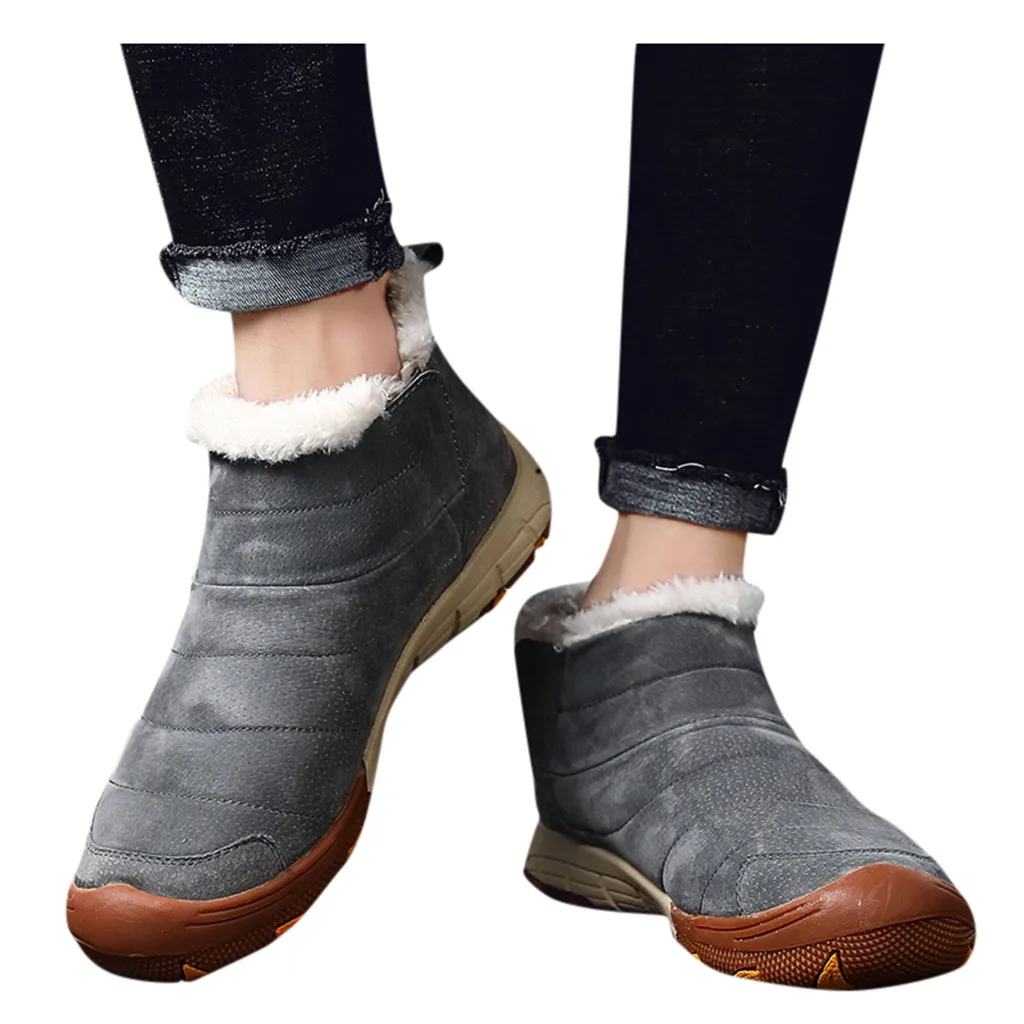 Серый Мужская обувь; модные мужские ботинки; zapatos de hombre; мужские повседневные Бархатные Теплые хлопковые ботинки; водонепроницаемые удобные зимние ботинки - Цвет: Серый