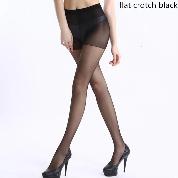 flat crotch black Высокие эластичные тонкие однотонные чулки женские сексуальные обтягивающие колготки бесшовные колготки Medias - Цвет: flat crotch black
