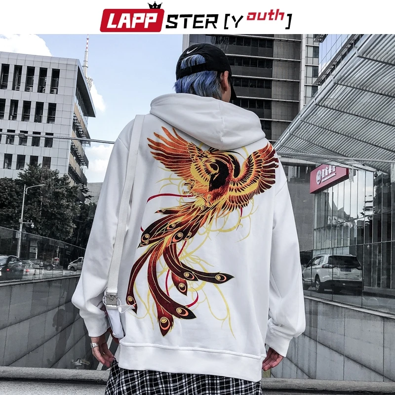 LAPPSTER пара Overszied Феникс Harajuku толстовки мужские осенние уличные толстовки с капюшоном черные корейские модные толстовки