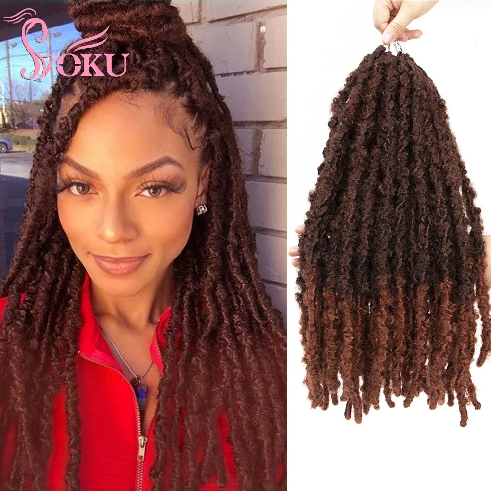 SOKU 20 дюймов Омбре бордовые потертые бабочки Locs вязаные волосы предварительно