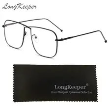 Longkeperer винтажные черные очки в металлической оправе Мужские Женские очки ретро квадратные оптические линзы очки сталь с прозрачным стеклом
