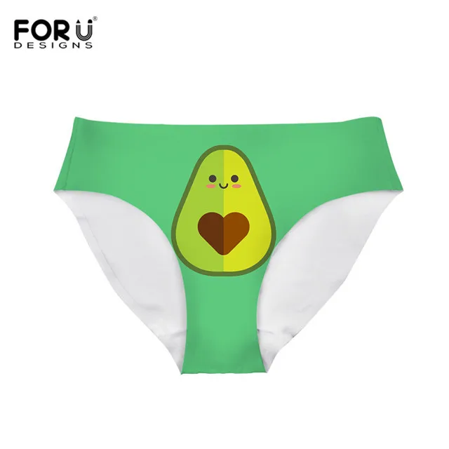 FORUDESIGNS/женские трусики с милым принтом авокадо, трусики со средней талией, бесследное нижнее белье для девочек, дышащие мягкие трусы, женские трусики - Цвет: HMC1991AM