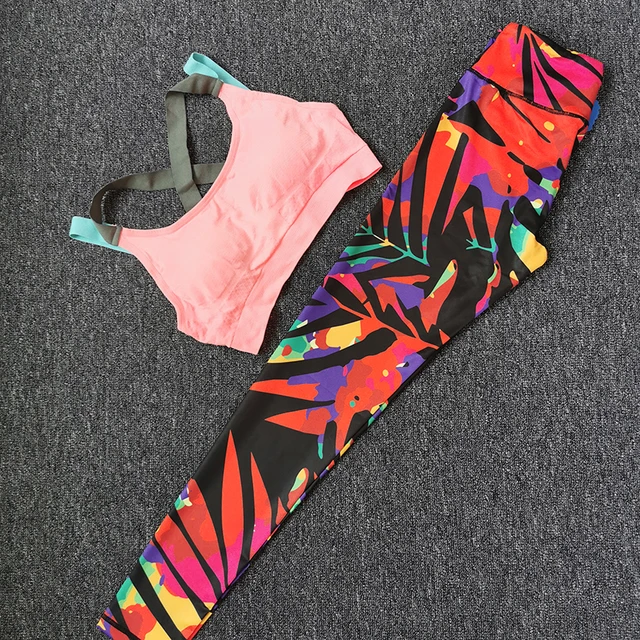 US $13.93 Yoga Set Women's Sports Suits Running Fitness Gym Clothing Sports Bra+Sweatpants Workout Sets Sport
