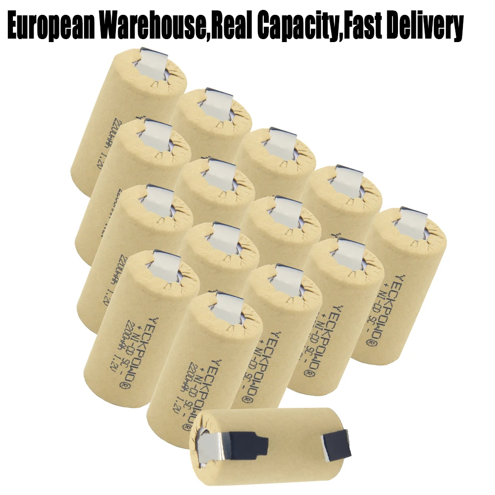 rechargeable NICD 2200mAh soldering tape sub C battery SC batteries welding tabs 1.2V for