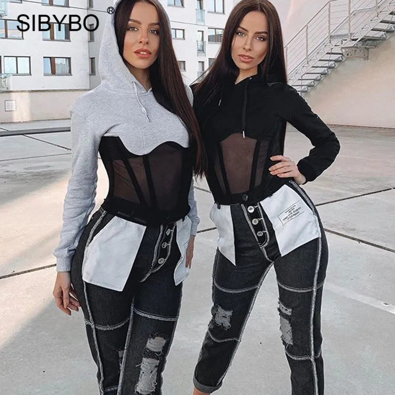 Женская толстовка с длинным рукавом SIBYBO черная Повседневная Спортивная