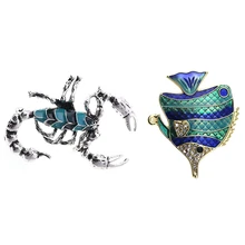 2 шт. ювелирные броши Женская одежда Аксессуары Брошь: 1 шт. класса тропическая рыба эмаль брошь булавки со стразами синий и 1 шт. S