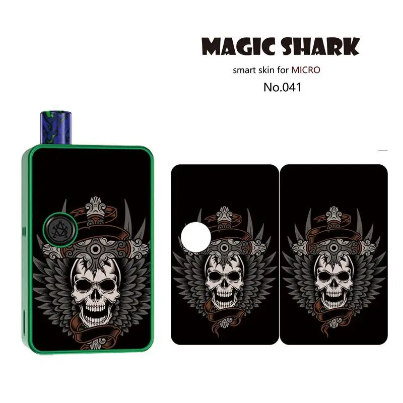 Magic Shark 2.5D стерео череп мотоцикл злой Панк ПВХ стикер чехол для крышки корпуса пленка для Asvape MICRO ELF 041-050 - Цвет: 041