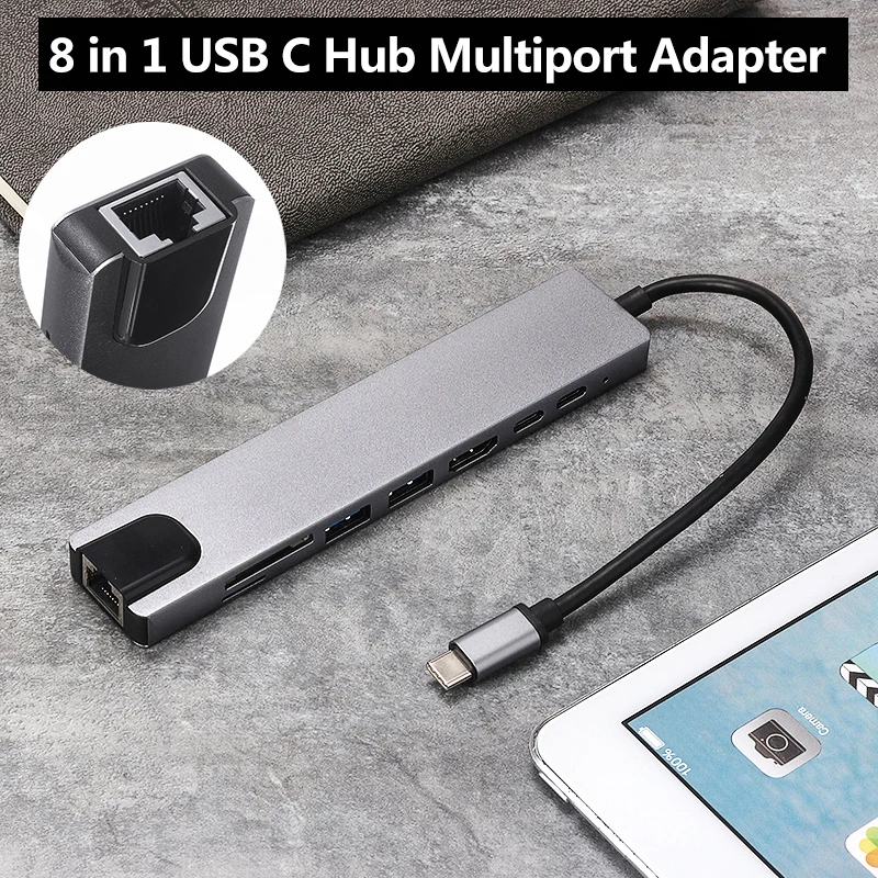 Адаптер USB 3 0 Женский 4K HDMI совместимый с портами 8 в 1 многофункциональный