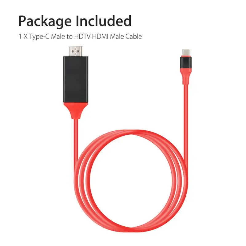 USB C HDMI кабель type c к HDMI для MacBook samsung Galaxy S10/S9 huawei mate 20 P20 Pro Thunderbolt 3 USB DHMI адаптер 2 м - Цвет: Красный