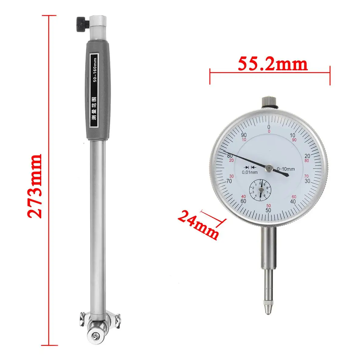 Zeast 50-160mm/0.01mm Precise Metric Dial Bore Gauge Cylinder Internal Small Inside Measuring Gage Test